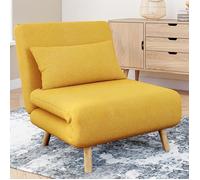 IDMarket - Fauteuil Convertible Romeo lit d'appoint 1 Place 80x190 cm Tissu Jaune