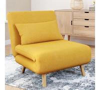 IDMARKET Fauteuil convertible ROMEO lit d'appoint 1 place 80x190 cm tissu jaune