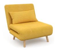 IDMarket - Fauteuil Convertible Romeo lit d'appoint 1 Place 80x190 cm Tissu Jaune