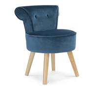 IDMarket - Fauteuil crapaud en velours bleu