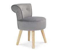 IDMARKET Fauteuil crapaud en velours gris
