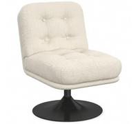 IDMarket - Fauteuil en Velours côtelé Beige | Fauteuil pivotant ALFRED en velours côtelé beige pied tulipe métal noir