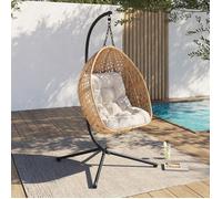 IDMarket - Fauteuil Lune Suspendu ajouré Effet rotin avec Coussin écru