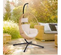 IDMarket - Fauteuil Oeuf Suspendu ajouré Effet rotin avec Coussin écru