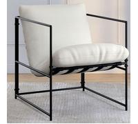 IDMARKET Fauteuil rembourré ULYSSE structure métal et coussin blanc