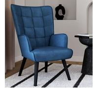 IDMARKET Fauteuil scandinave ANIA en velours bleu
