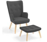 IDMarket - Fauteuil scandinave Ivar avec Repose Pieds Gris Anthracite