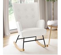 IDMARKET Fauteuil scandinave IVAR en tissu à bascule bouclette blanc