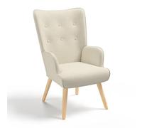 IDMarket – Fauteuil scandinave Ivar en tissu beige