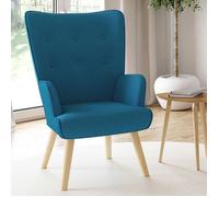 IDMARKET Fauteuil scandinave IVAR en tissu bleu canard