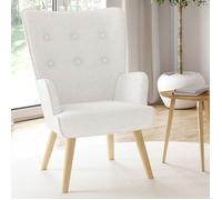IDMARKET Fauteuil scandinave IVAR en tissu bouclette blanc