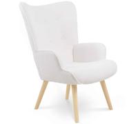 IDMarket - Fauteuil scandinave Ivar en Tissu Bouclette Blanc