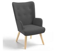 IDMARKET Fauteuil scandinave IVAR en tissu gris anthracite