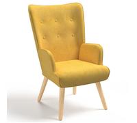 IDMARKET Fauteuil scandinave IVAR en tissu jaune