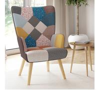 IDMARKET Fauteuil scandinave IVAR en tissu patchwork multicouleurs