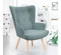IDMarket Fauteuil scandinave IVAR en tissu vert eucalyptus