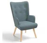 IDMARKET Fauteuil scandinave IVAR en tissu vert eucalyptus