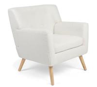 IDMarket - Fauteuil scandinave LIV en Tissu Bouclette Blanc