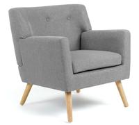 IDMarket - Fauteuil scandinave LIV en Tissu Gris chiné