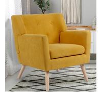 Fauteuil Scandinave Liv En Tissu Jaune Moutarde