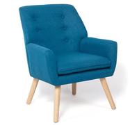 IDMARKET Fauteuil scandinave NAT en tissu bleu canard