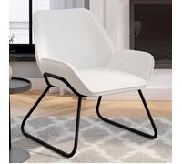 IDMARKET Fauteuil SIXTINE en tissu bouclette et pieds métal noirs