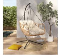 Fauteuil Suspendu Relax Loa Ajouré Effet Rotin Avec Coussin Écru