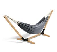 IDMarket - Hamac avec Support Bois et Toile Gris Anthracite Tahiti
