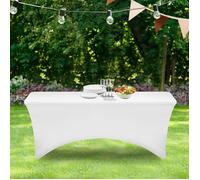 IDMARKET Housse blanche pour table pliante 180 CM