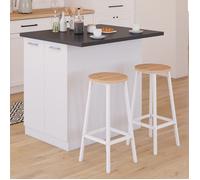 IDMARKET Ilot central IVO 100 cm blanc avec plan de travail gris anthracite