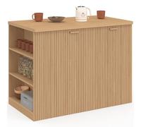 IDMARKET Ilot central JULIETTE 120 cm effet lattes tasseau de bois