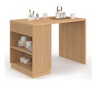 IDMarket Ilot Central Mange-Debout 4 Personnes Juliette 130 cm Bois Chêne