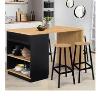 IDMarket Ilot central mange-debout VITO 130 cm 4 personnes Noir plateau bois
