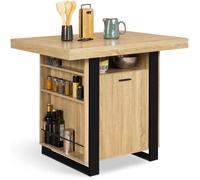 IDMarket Îlot central PHOENIX 110x80x90 cm bois et noir avec rangements et plan de travail