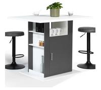 IDMarket Ilot Central UGO 110 cm Bois Blanc et Gris avec Rangements