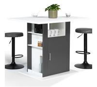 IDMarket - Ilot Central UGO 110 cm Bois Blanc et Gris avec rangements