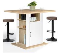 IDMarket Ilot central UGO 110 cm bois blanc et imitation hêtre avec rangements