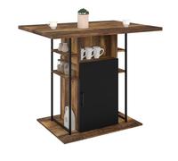 Ilot central UGO 110 cm bois noir et effet bois foncé HAWKINS avec rangements design industriel
