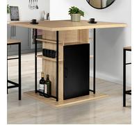 IDMARKET Ilot central UGO 110 cm bois noir et imitation hêtre avec rangements design industriel