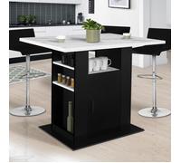 IDMARKET Ilot central UGO 110 cm effet marbre et noir ALASKA avec rangements