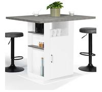 IDMarket Îlot Central UGO 110x80x90 cm Blanc et Gris Bois avec Rangements Cuisine