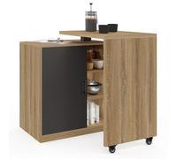 IDMarket - Ilot rotatif POLO meuble de bar pivotant 2 en 1 imitation hêtre porte noire