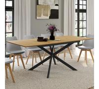 Table à manger extensible rectangle ines 6-10 personnes bois et noir 160-200 cm
