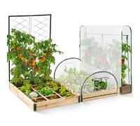 IDMARKET Kit complet 3 bacs modulables carrés potager et serre à tomates + treillis + housse