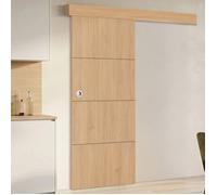 IDMARKET Kit porte coulissante effet bois 83 cm avec rail et fixations