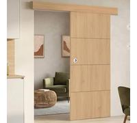 IDMarket - Kit porte coulissante effet bois 83 cm avec rail et fixations
