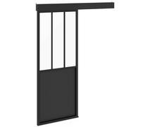 IDMarket - Kit Porte coulissante verrière 83 cm en métal + MDF avec Rail et Fixations
