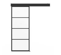 IDMarket - Kit porte coulissante vitrée verre trempé 83 cm en métal + MDF avec rail et fixations