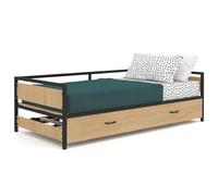 Lit banquette 90 x 190 cm detroit convertible 180 x 190 cm style industriel