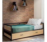 Lit banquette 90 x 190 cm detroit convertible 180 x 190 cm style industriel
